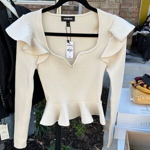 Express Cream Peplum Top Size M
